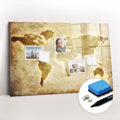 Magnetic writing board Old world map