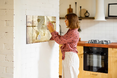 Magnetic writing board Old world map