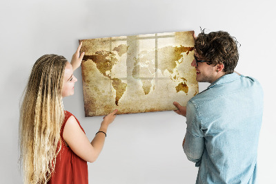 Magnetic writing board Old world map