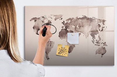 Magnetic writing board Watercolor world map