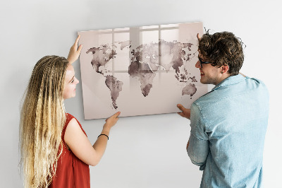 Magnetic writing board Watercolor world map