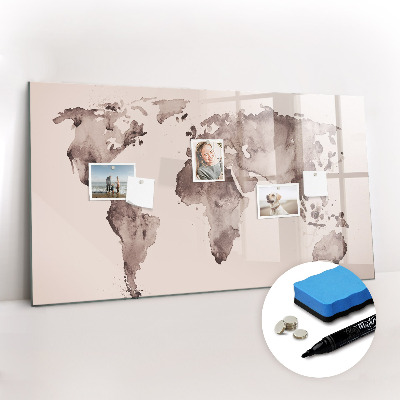 Magnetic writing board Watercolor world map