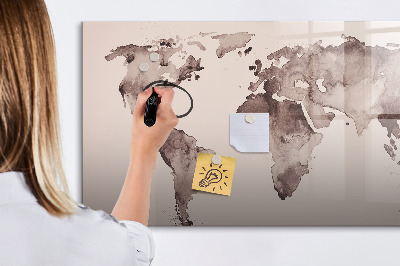 Magnetic writing board Watercolor world map