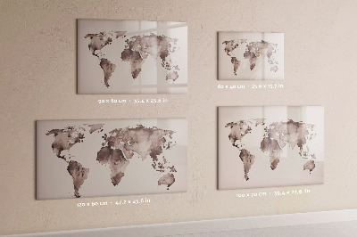 Magnetic writing board Watercolor world map