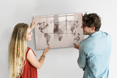 Magnetic writing board Watercolor world map