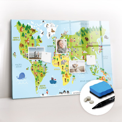 Magnetic erase board Map of the world of culture