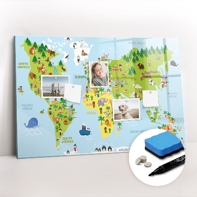 Magnetic erase board Map of the world of culture