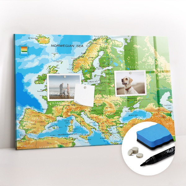 Magnetic erase board Geography world map