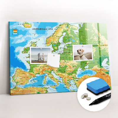 Magnetic erase board Geography world map