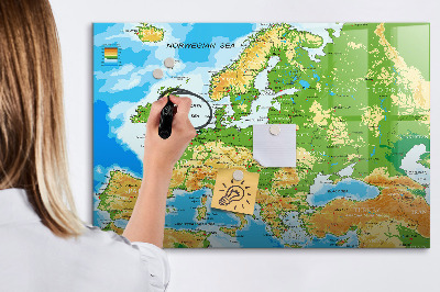 Magnetic erase board Geography world map
