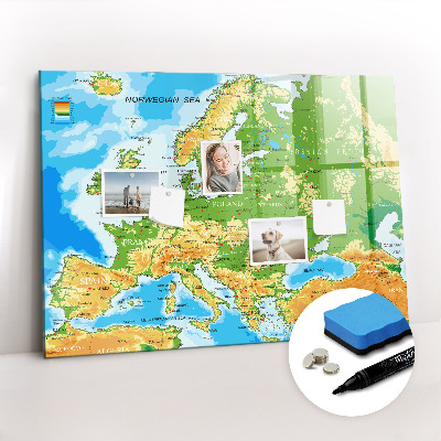 Magnetic writing board Geography world map