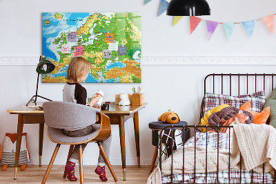 Magnetic erase board Geography world map