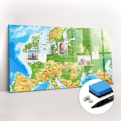 Magnetic erase board Geography world map