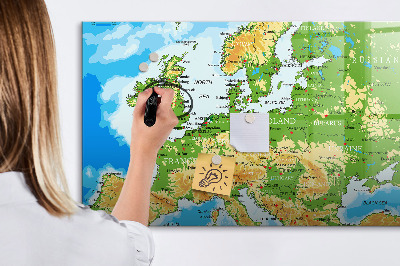 Magnetic erase board Geography world map