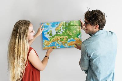 Magnetic writing board Geography world map