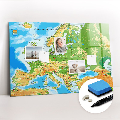 Magnetic erase board Geography world map