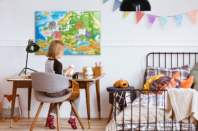 Magnetic erase board Geography world map