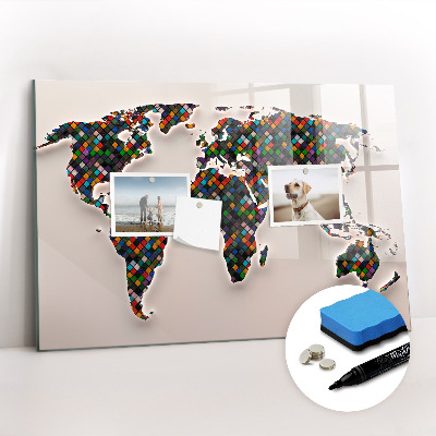 Magnetic writing board Abstract world map