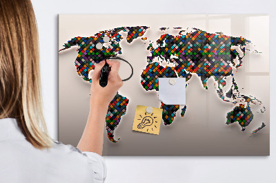 Magnetic erase board Abstract world map