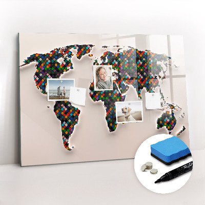 Magnetic writing board Abstract world map