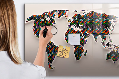 Magnetic writing board Abstract world map