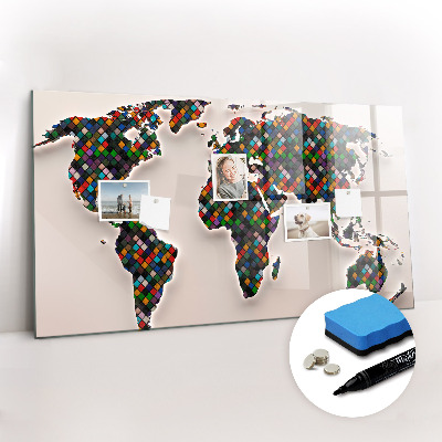 Magnetic writing board Abstract world map