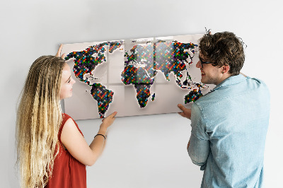 Magnetic writing board Abstract world map