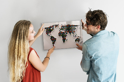 Magnetic writing board Abstract world map