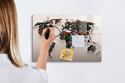 Magnetic writing board Abstract world map