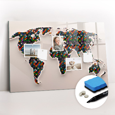 Magnetic erase board Abstract world map