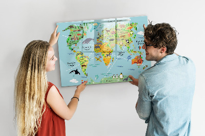 Magnetic drawing board World map with animals