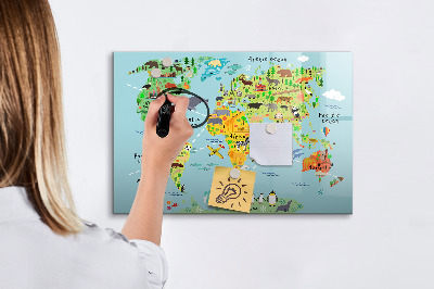 Magnetic drawing board World map with animals