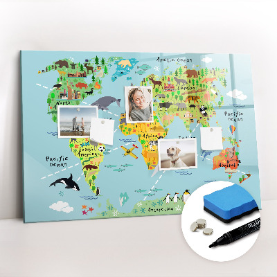 Magnetic drawing board World map with animals