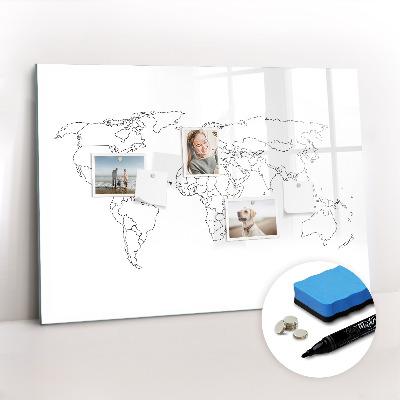 Magnetic drawing board Outline map of the world