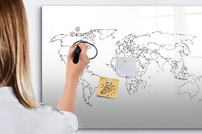 Magnetic erase board Outline map of the world