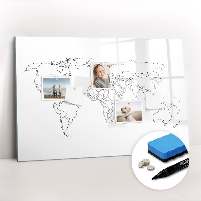 Magnetic drawing board Outline map of the world