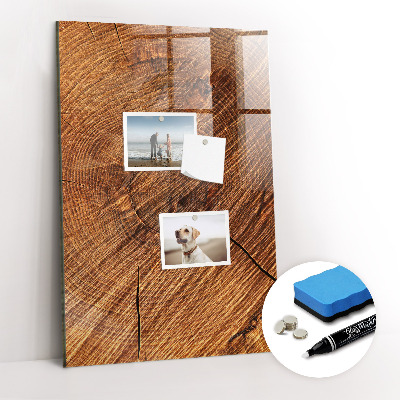 Glass Magnetic Board Warm Tone Wood