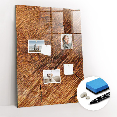 Glass Magnetic Board Warm Tone Wood