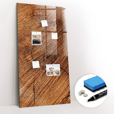 Glass Magnetic Board Warm Tone Wood