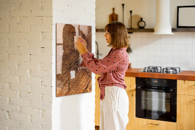 Glass Magnetic Board Warm Tone Wood