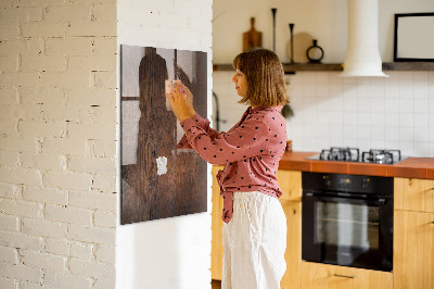 Dry erase magnetic board Dark Wood