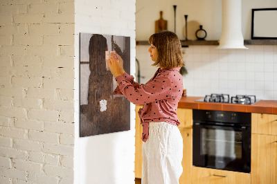 Dry erase magnetic board Dark Wood