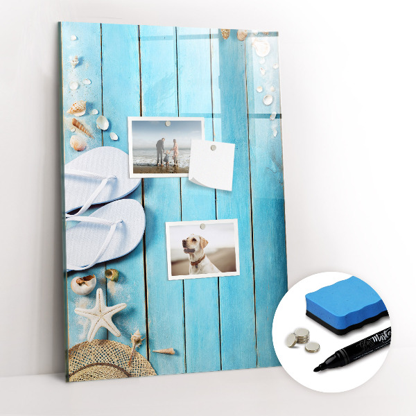 Glass dry erase board magnetic Blue beach boards