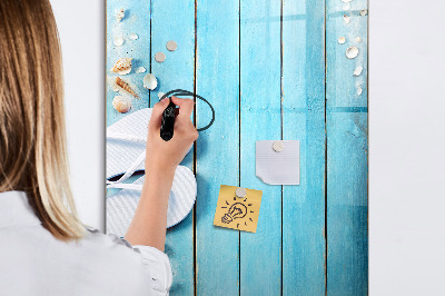 Glass dry erase board magnetic Blue beach boards