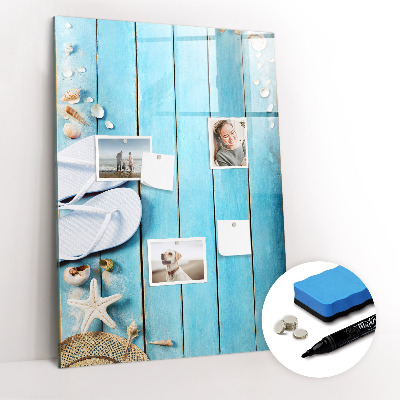 Glass dry erase board magnetic Blue beach boards