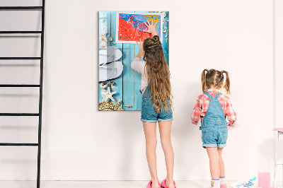 Glass dry erase board magnetic Blue beach boards
