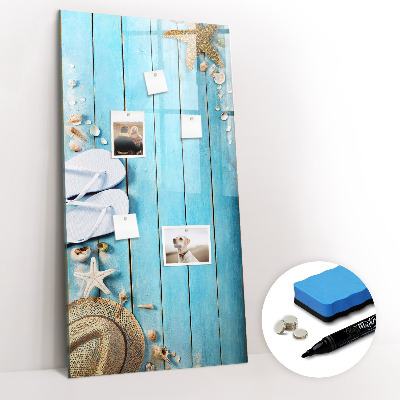Glass dry erase board magnetic Blue beach boards