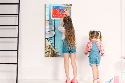 Glass dry erase board magnetic Blue beach boards