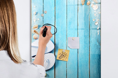 Glass dry erase board magnetic Blue beach boards