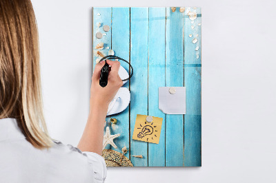 Glass dry erase board magnetic Blue beach boards